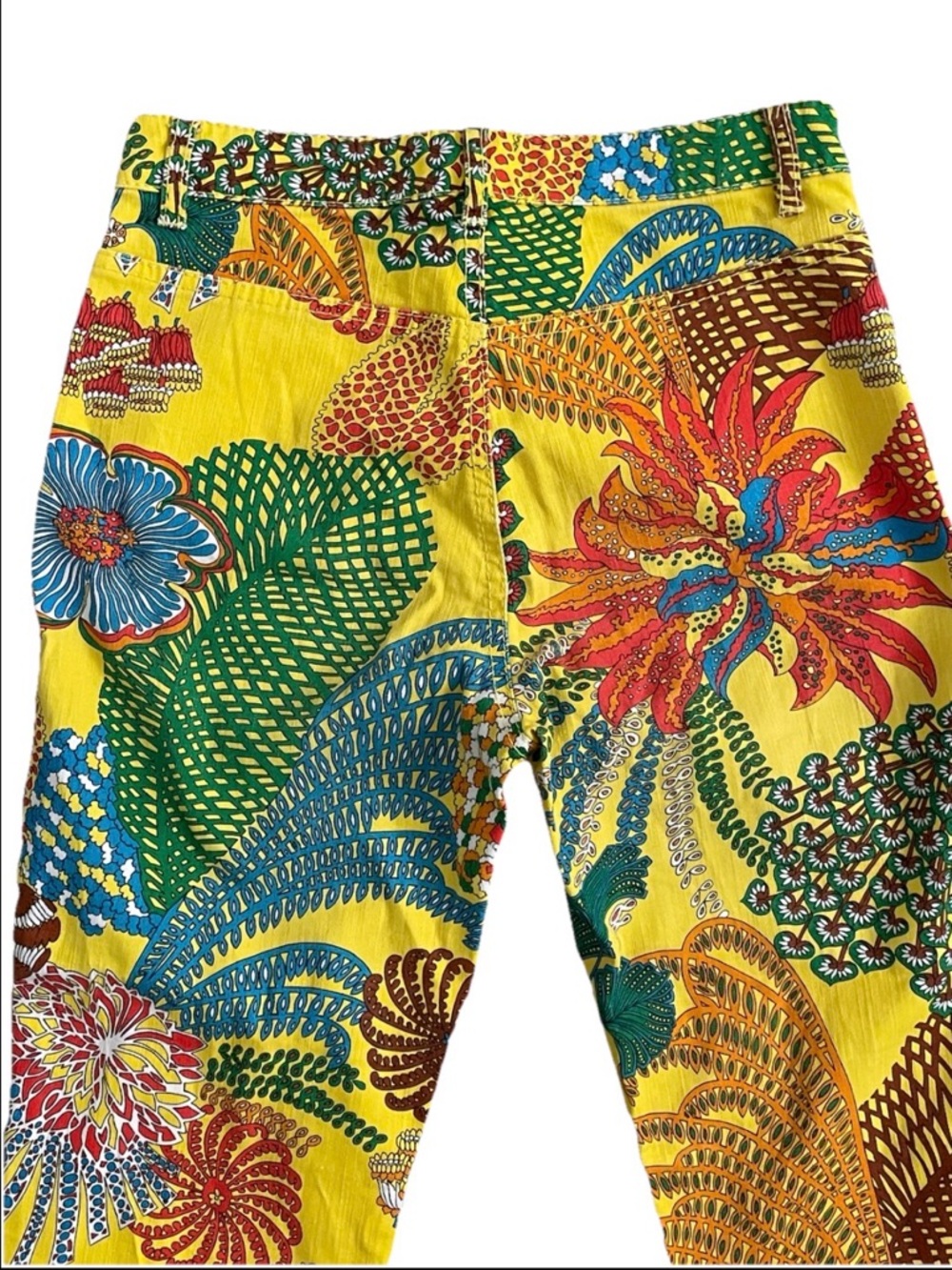 ESCADA Sport TROPICAL Floral JEANS Size Small CRUISE Resort PANTS Euro Size 34 - Picture 3 of 12